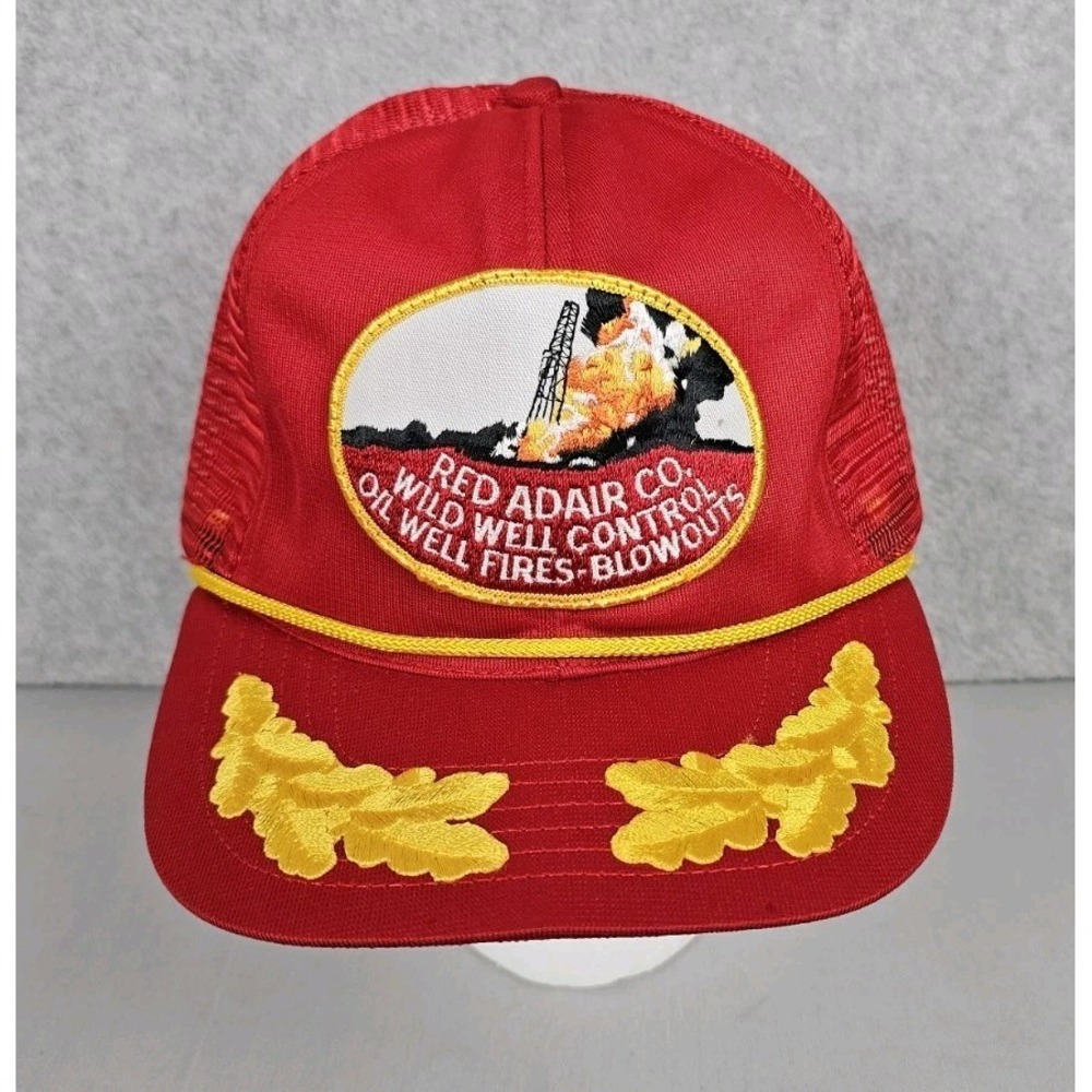 Vintage Red Adair Co Wild Well Control Trucker Hat Gold Leaf Embroidery Snapback